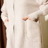 Hooded boucle cardigan with wrist ribbing Beige - Afbeelding 4