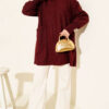 Hooded boucle cardigan with wrist ribbing Burgundy - Afbeelding 2