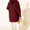 Hooded boucle cardigan with wrist ribbing Burgundy - Afbeelding 3