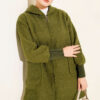 Hooded boucle cardigan with wrist ribbing Khaki