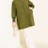 Hooded boucle cardigan with wrist ribbing Khaki - Afbeelding 2