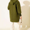 Hooded boucle cardigan with wrist ribbing Khaki - Afbeelding 3