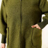 Hooded boucle cardigan with wrist ribbing Khaki - Afbeelding 4