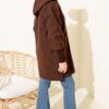 Hooded boucle cardigan with wrist ribbing Brown - Afbeelding 3