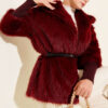 Fitted Cuffed Ribbed Hem with Faux Fur Lined Jacket Burgundy - الصورة 2