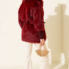 Fitted Cuffed Ribbed Hem with Faux Fur Lined Jacket Burgundy - الصورة 3