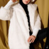 Fitted Cuffed Ribbed Hem with Faux Fur Lined Jacket Ecru