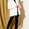 Fitted Cuffed Ribbed Hem with Faux Fur Lined Jacket Ecru – Bild 2