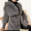 Fitted Cuffed Ribbed Hem with Faux Fur Lined Jacket Smoke