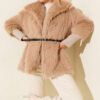 Fitted Cuffed Ribbed Hem with Faux Fur Lined Jacket Latte