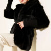 Fitted Cuffed Ribbed Hem with Faux Fur Lined Jacket Black
