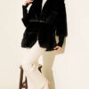 Fitted Cuffed Ribbed Hem with Faux Fur Lined Jacket Black – Image 2