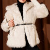 Fitted Cuffed Ribbed Hem with Faux Fur Lined Jacket Stone