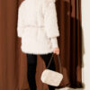 Fitted Cuffed Ribbed Hem with Faux Fur Lined Jacket Stone – Image 3
