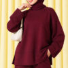 Lounge Set with Wrist Slit and French Terry Fabric Burgundy