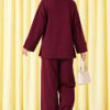 Lounge Set with Wrist Slit and French Terry Fabric Burgundy - الصورة 4