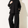 Lounge Set with Wrist Slit and French Terry Fabric Black