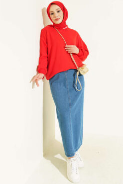 Alternative view of Basic crew neck tunic Red