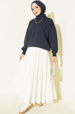 Alternative view of Basic crew neck tunic Navy Blue
