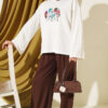 Printed Crew Neck Two-Piece Set Brown