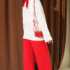 Printed Crew Neck Two-Piece Set Red – Image 3