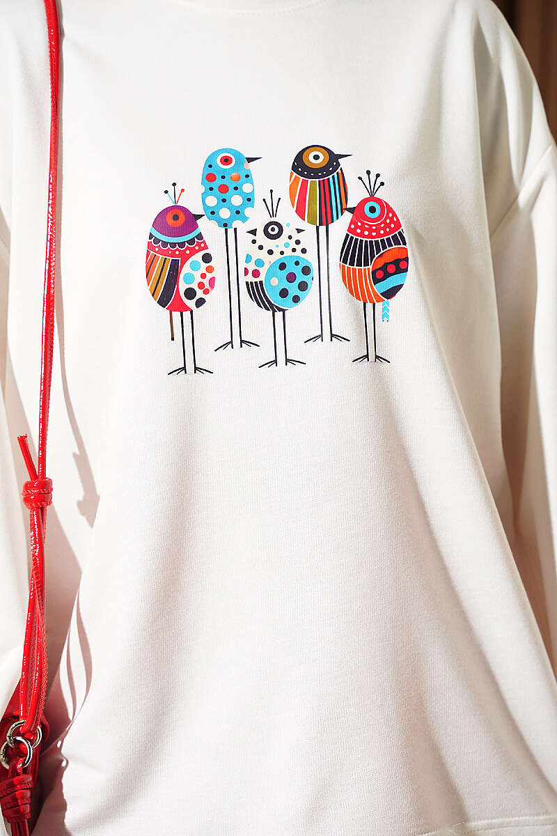 Printed Crew Neck Two-Piece Set Red – Image 4