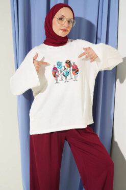 Alternative view of Printed Crew Neck Two-Piece Set Plum