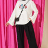 Printed Crew Neck Two-Piece Set Black
