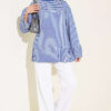 Striped Detail French Terry Tunic with Crew Neck Indigo - الصورة 2