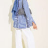 Striped Detail French Terry Tunic with Crew Neck Indigo - الصورة 3