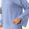 Striped Detail French Terry Tunic with Crew Neck Indigo - الصورة 4