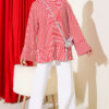 Striped Detail French Terry Tunic with Crew Neck Red - Imagen 2