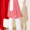 Striped Detail French Terry Tunic with Crew Neck Red - Imagen 3