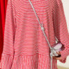 Striped Detail French Terry Tunic with Crew Neck Red - Imagen 4