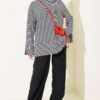 Striped Detail French Terry Tunic with Crew Neck Black - Imagen 2
