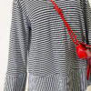 Striped Detail French Terry Tunic with Crew Neck Black - Imagen 4