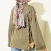 Ribbed Crew Neck Long-Sleeve French Terry Tie-Front Tunic Khaki – Image 3