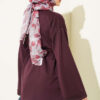Ribbed Crew Neck Long-Sleeve French Terry Tie-Front Tunic Plum - Imagen 3