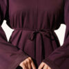 Ribbed Crew Neck Long-Sleeve French Terry Tie-Front Tunic Plum - Imagen 4