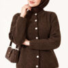 Velvet-Look Special Chenille Cardigan Brown – Image 2