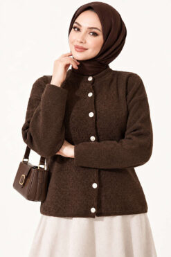 Alternative view of Velvet-Look Special Chenille Cardigan Brown