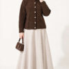 Velvet-Look Special Chenille Cardigan Brown – Image 3