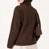Velvet-Look Special Chenille Cardigan Brown – Image 4
