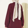 Ribbed Crew Neck Hem-Edge Lace-Trimmed Tunic Burgundy - Imagen 3