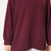 Ribbed Crew Neck Hem-Edge Lace-Trimmed Tunic Burgundy - Imagen 4