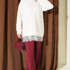Ribbed Crew Neck Hem-Edge Lace-Trimmed Tunic Ecru - Imagen 2