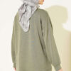 Ribbed Crew Neck Hem-Edge Lace-Trimmed Tunic Khaki - Imagen 3