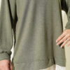 Ribbed Crew Neck Hem-Edge Lace-Trimmed Tunic Khaki - Imagen 4