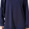 Ribbed Crew Neck Hem-Edge Lace-Trimmed Tunic Navy Blue - Imagen 4