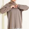 Ribbed Crew Neck Hem-Edge Lace-Trimmed Tunic Mink